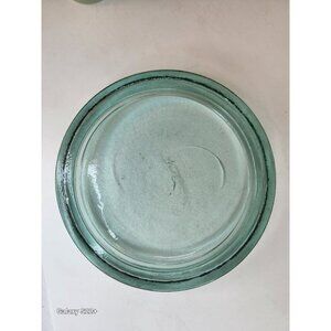 Glass Candle Holder Plate 8.5 in OD Green Blue colored seaside Holiday decor